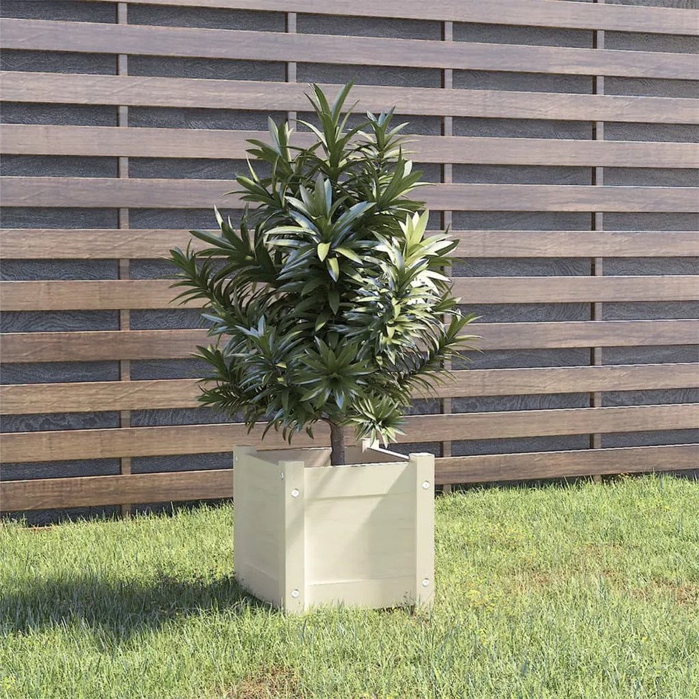 vidaXL Vaso/floreira de jardim 31x31x31 cm pinho maciço branco