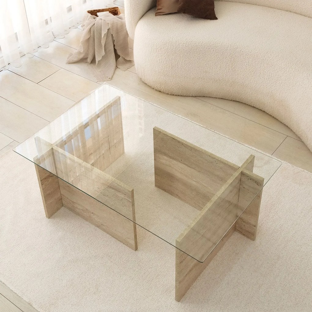 Mesa de Centro New Escape – Travertine – 105 cm x 40 cm x 65 cm