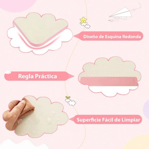 Secretária Infantil 80 x 51 x 88-110,5 cm com Altura Ajustável, Inclinável Gaveta Bandeja Estantes para Casa Escola Rosa