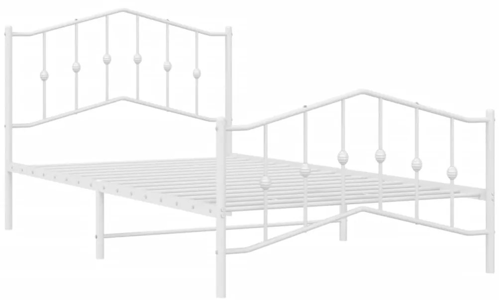 Estrutura de cama com cabeceira e pés 107x203 cm metal branco