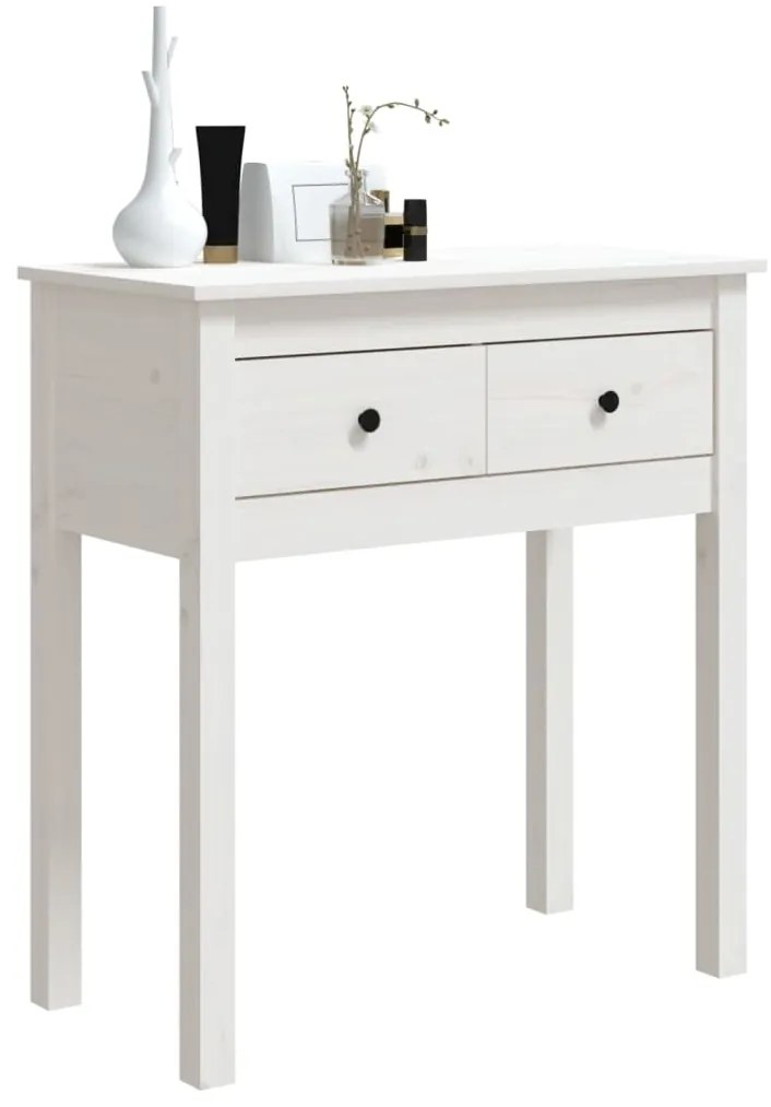 Mesa consola 70x35x75 cm pinho maciço branco