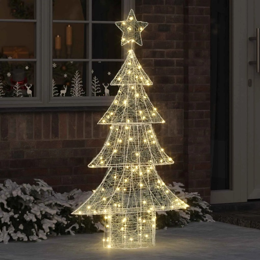 vidaXL Árvore de Natal com 160 LEDs Branco quente 150 cm Acrílo