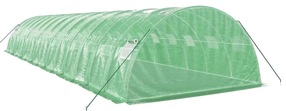 Estufa com estrutura de aço 56 m² 14x4x2 m verde
