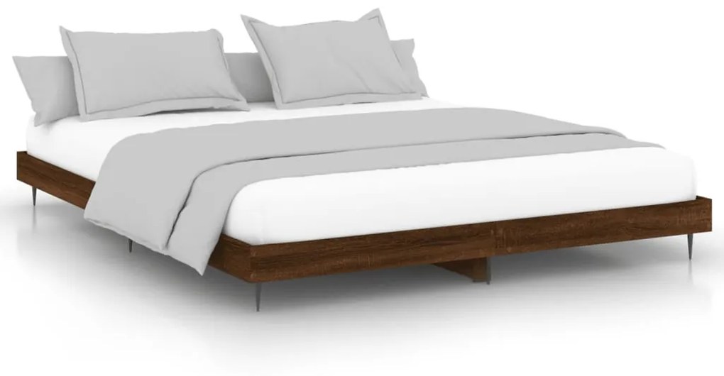 Estrutura de cama 180x200cm derivados madeira carvalho castanho