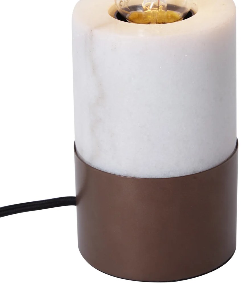 Candeeiro de Mesa Moderno Bronze com Mármore Branco - Marissa