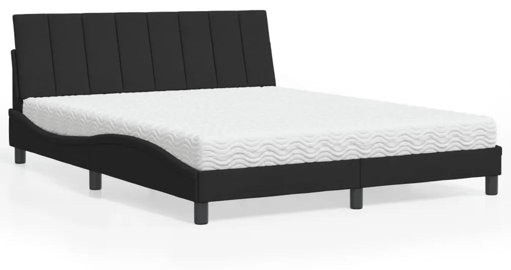 Cama com colchão 160x200 cm veludo preto