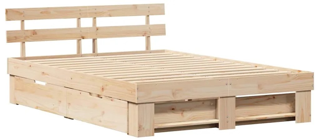 Estrutura da Cama com gaveta com cabeceira com armazenamento Castanho