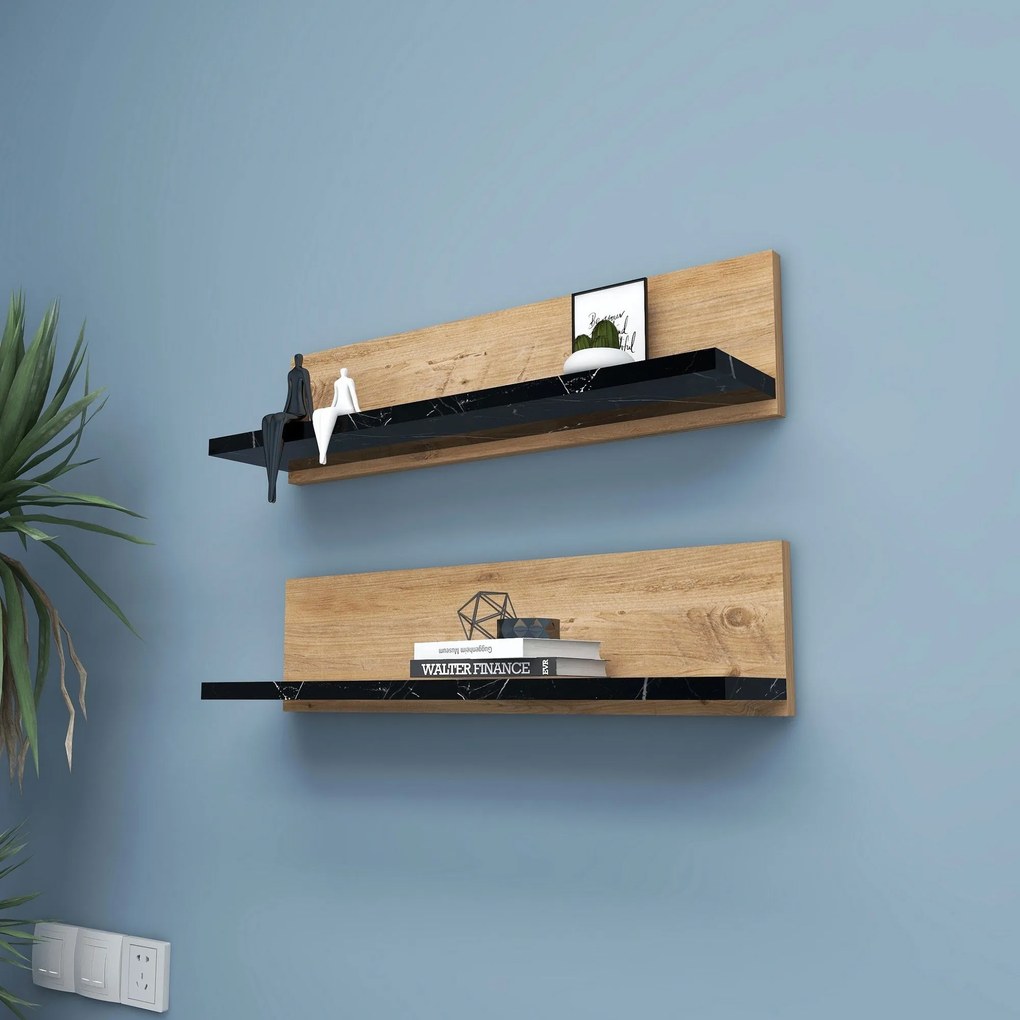 Prateleira de Parede Shelf – Pinho Atlântico e Preto – 60 cm x 15 cm x