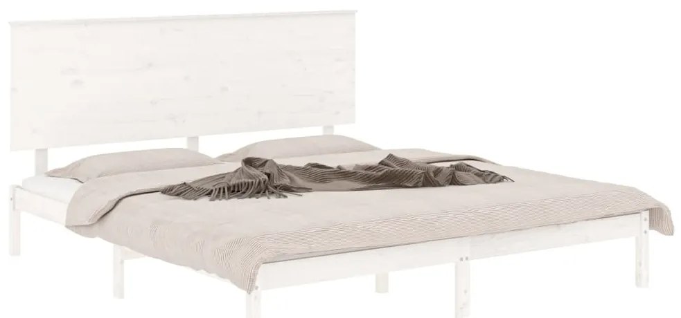 Estrutura de cama king 150x200 cm madeira maciça branco