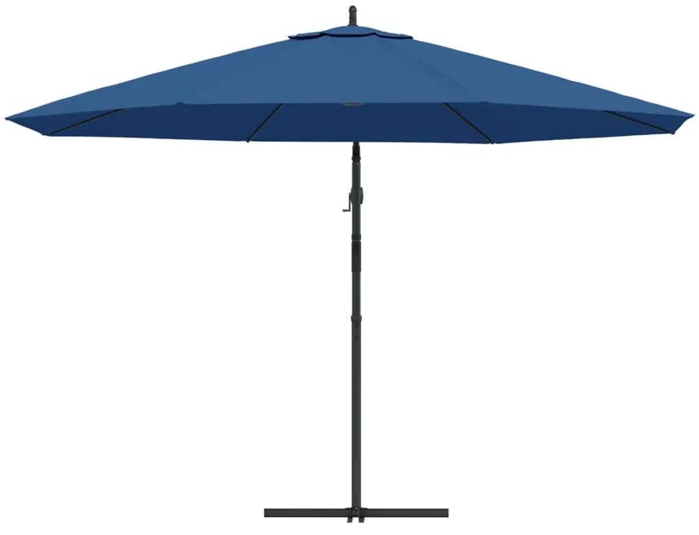 Guarda-sol de jardim cantilever c/ poste alumínio 350 cm azul