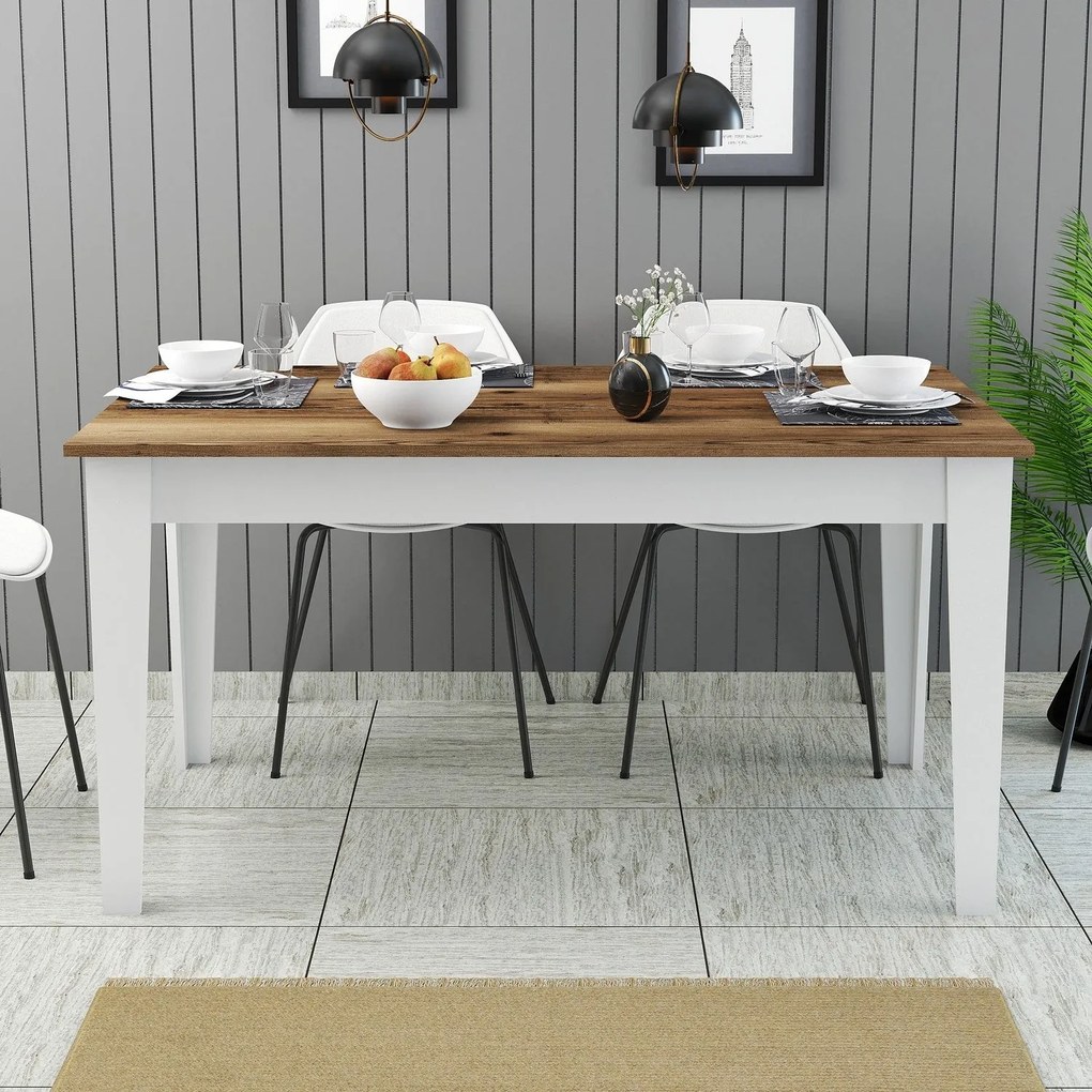 Mesa de Jantar Milan500 – Nogueira e Branco – 145x75x88 cm