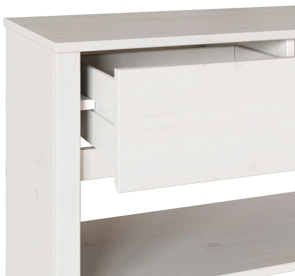 Mesa de Console "DRAMMEN" Branca 89,5x37x73 cm Madeira Sólida Pinheiro