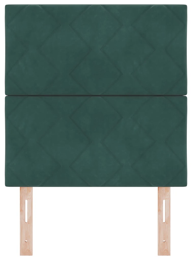 Cabeceira de veludo verde escuro de 80cm com blocos de diamante