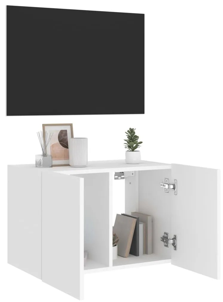 Móvel de parede para TV com luzes LED 60x35x41 cm branco