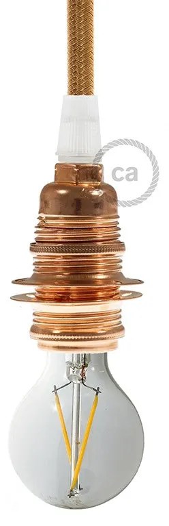 Double ferrule metal E14 lamp holder kit for lampshade - Conical / Cobre