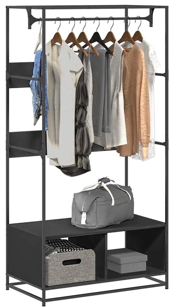 vidaXL Roupeiro 90x50x180 cm derivados de madeira preto