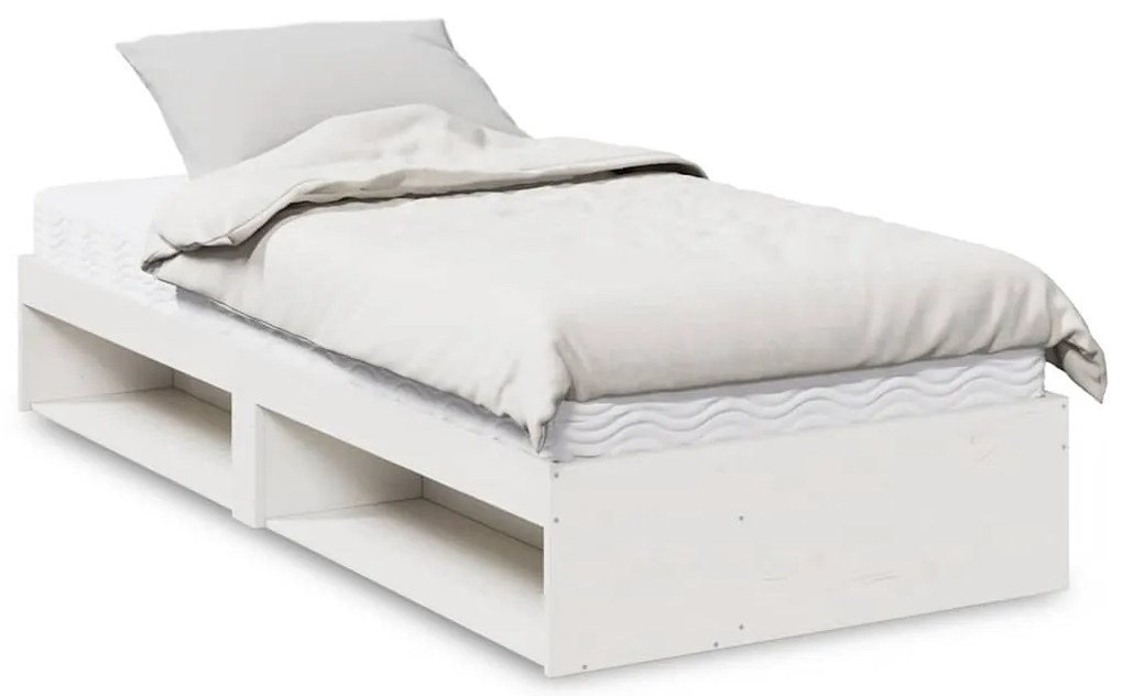 vidaXL Sofá-cama com colchão 90x200 cm madeira de pinho maciça branco
