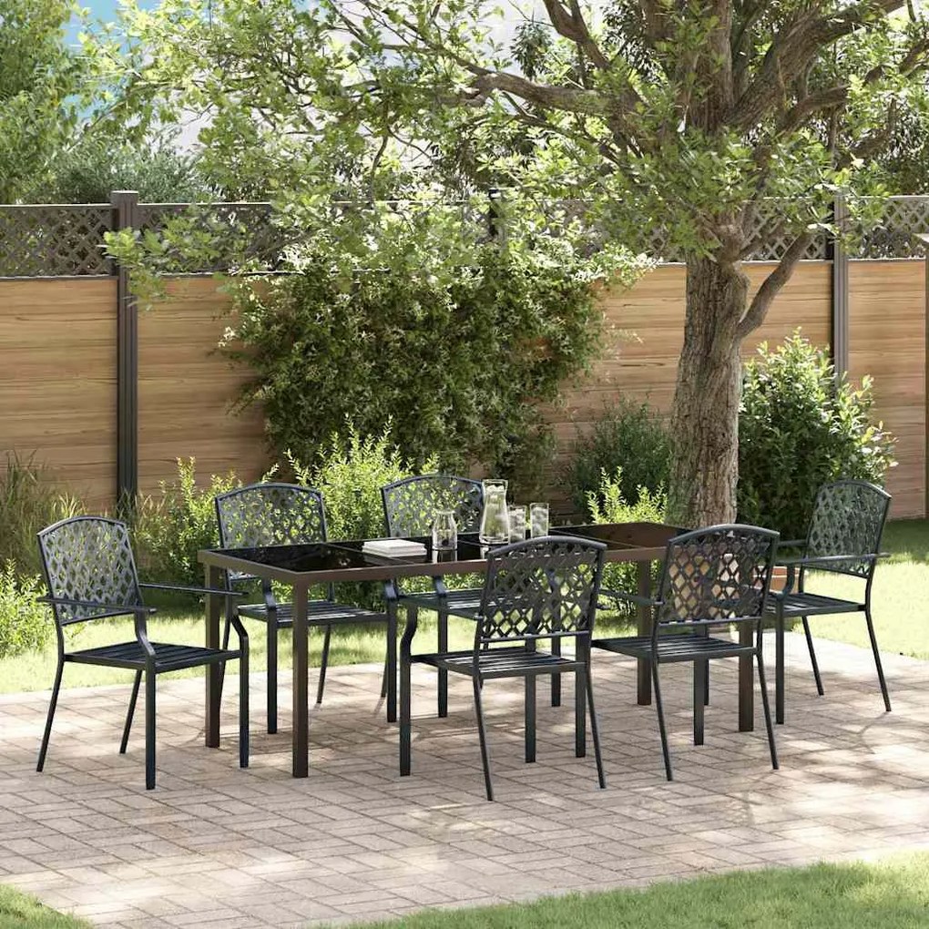 vidaXL Conjunto de Jantar de Jardim com 7 peças em aço antracita.