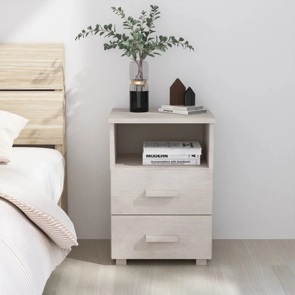 vidaXL Mesa de cabeceira HAMAR 40x35x62 cm pinho maciço branco