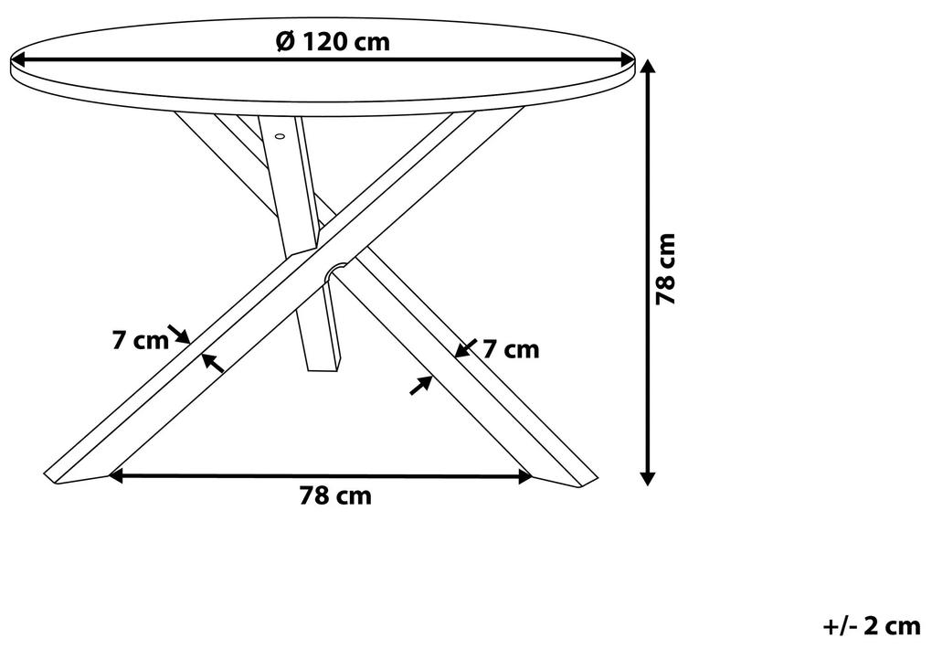 Mesa de jantar cor de madeira clara e pés brancos ⌀ 120 cm JACKSONVILLE Beliani