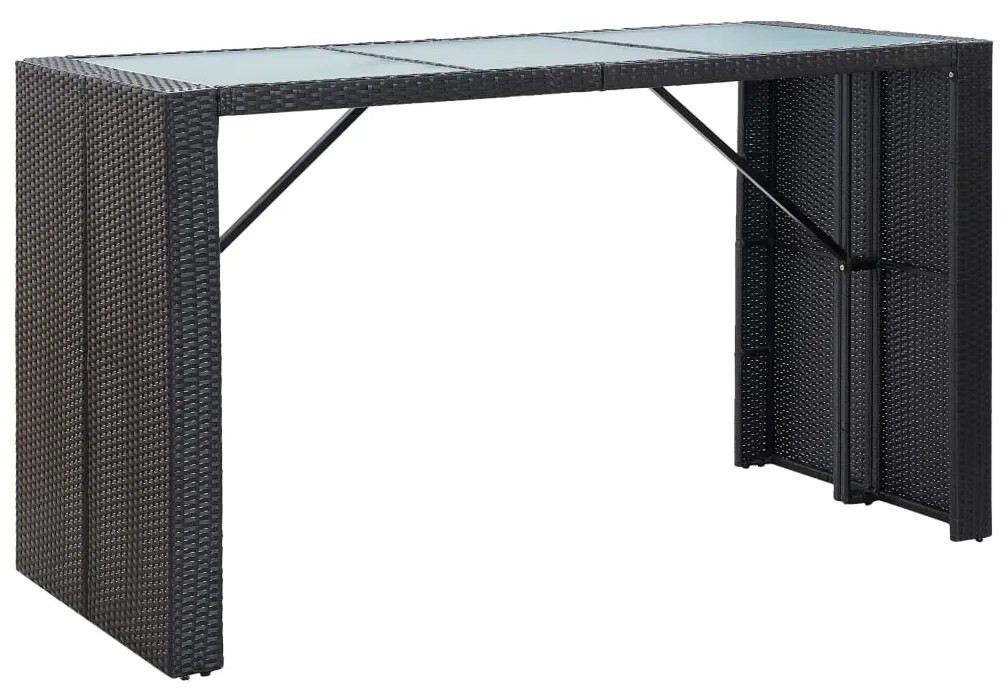 7 pcs conjunto bar para jardim c/ almofadões vime PE preto