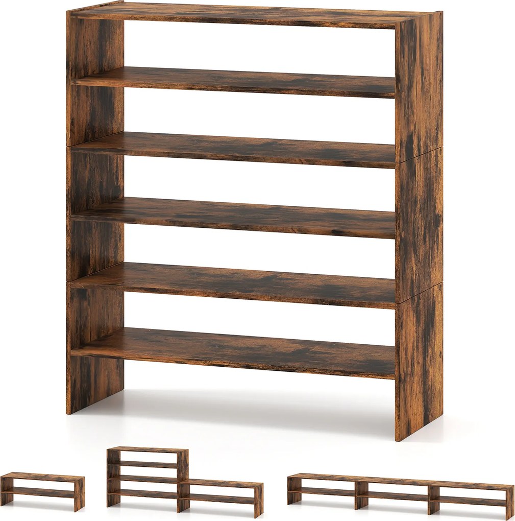 Estante para Sapatos Modular, 78 x 30 x 89 cm, 6 Prateleiras, Castanho