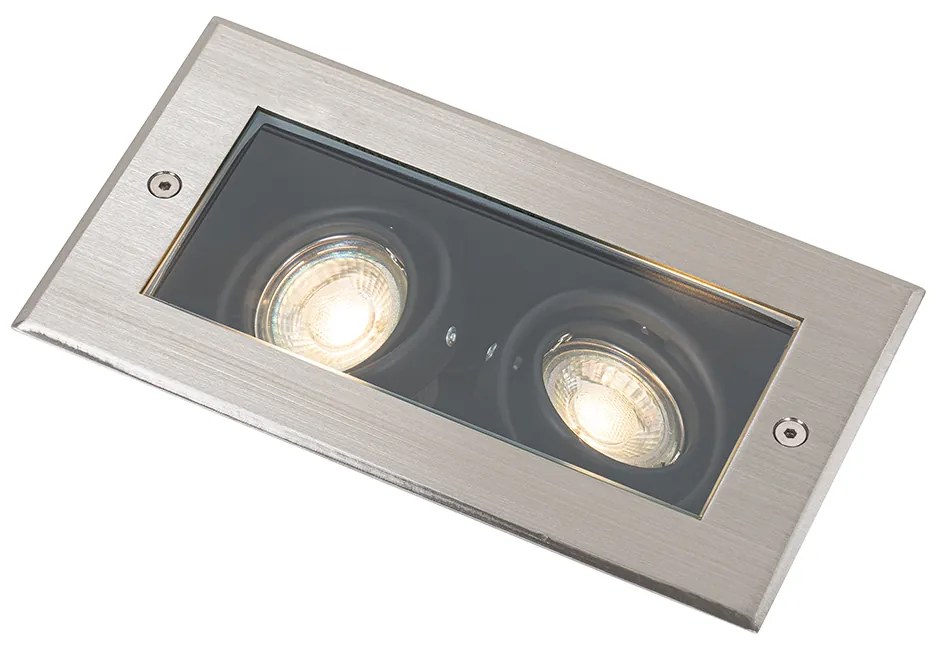 Foco de chão moderno em aço 2 luzes ajustáveis IP65 - Oneon