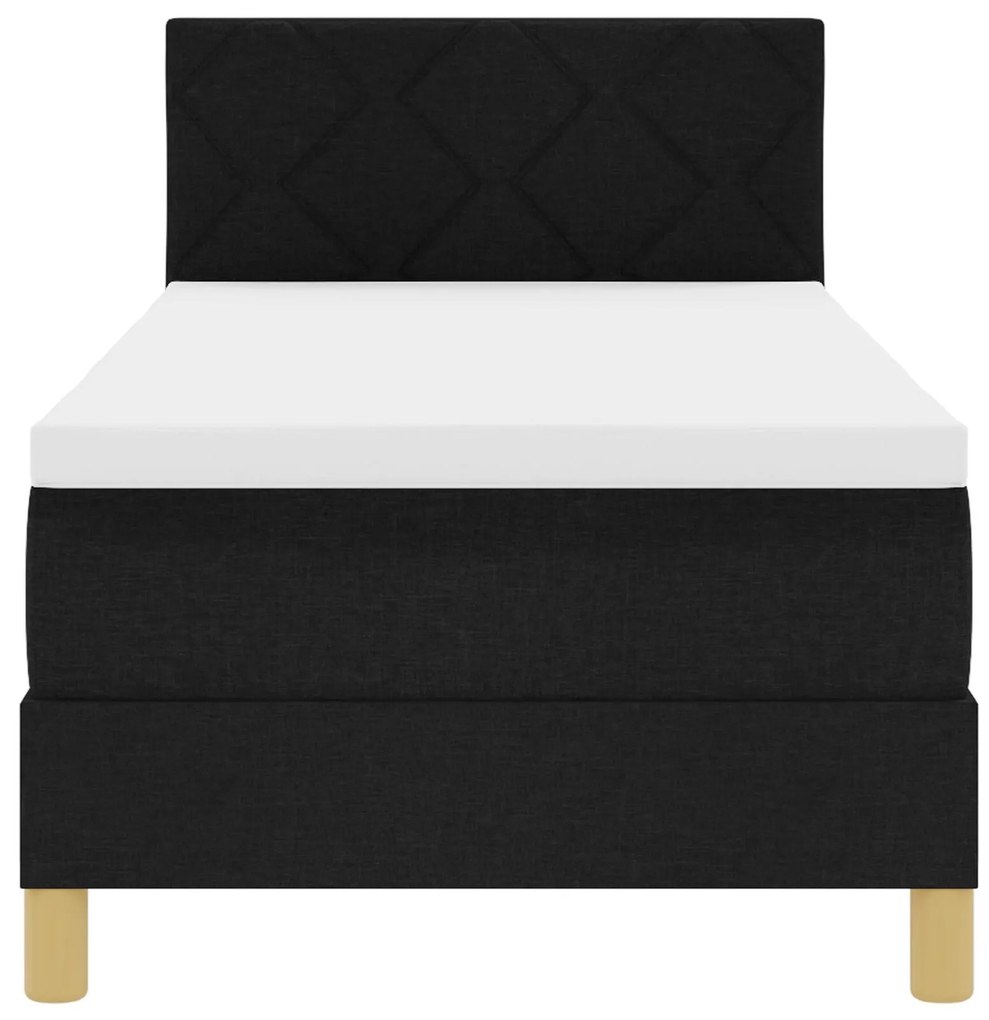 Cama Box Spring com Colchão Preto 80x200 cm Tecido