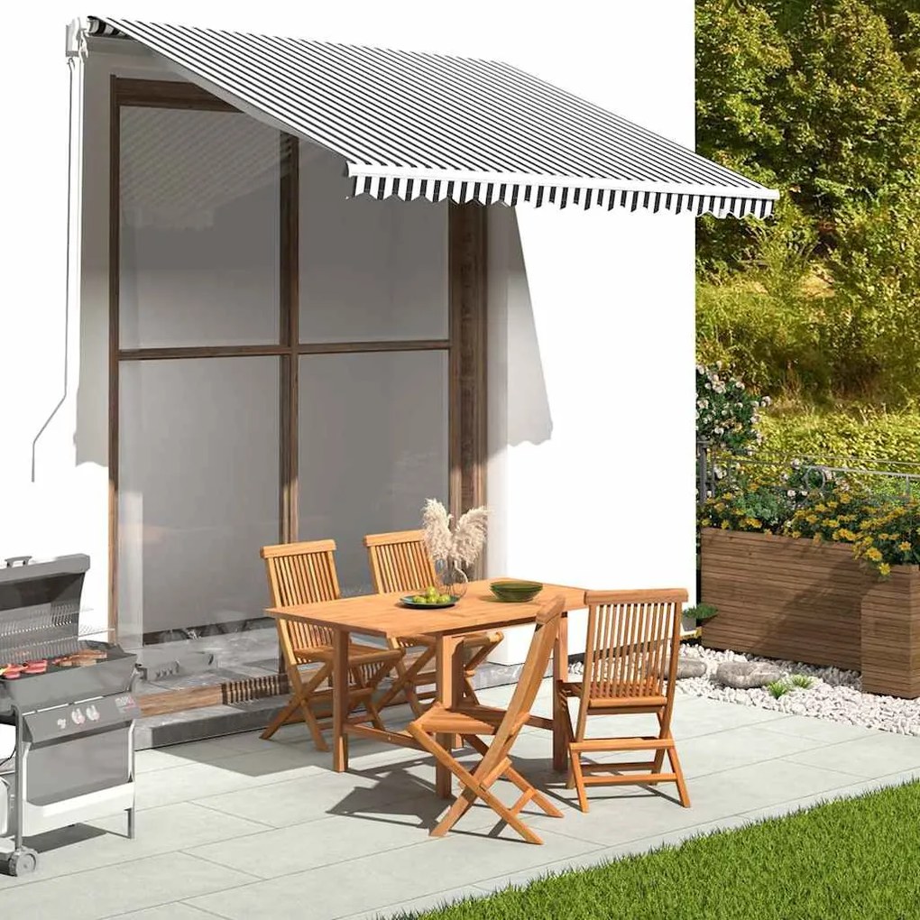 311985 vidaXL Tecido de substituição para toldo antracite e branco 300x250 cm poliéster