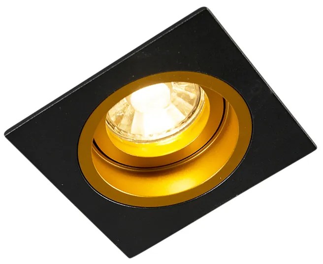 LED Foco embutido inteligente preto com quadrado dourado incl. Wifi GU10 - Chuck Moderno