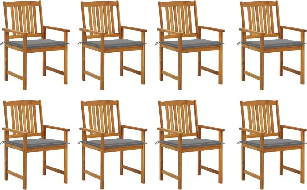 vidaXL Cadeiras de jardim com almofadões 8 pcs acácia maciça