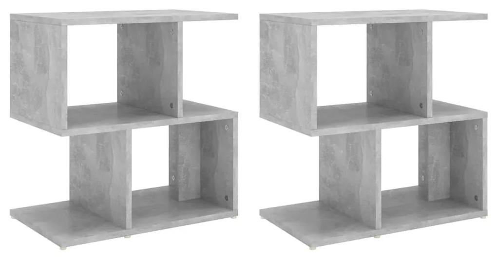 Mesas de cabeceira 2 pcs 50x30x51,5 cm contrapl. cinza cimento