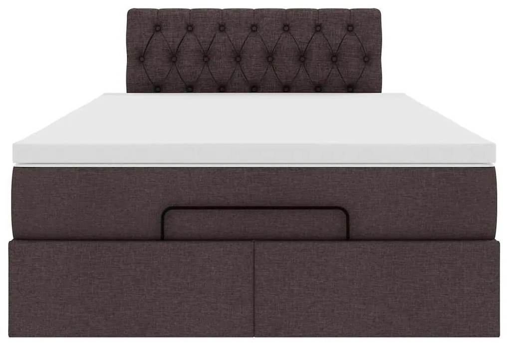 Cama otomana com colchão 120x200 cm tecido castanho escuro