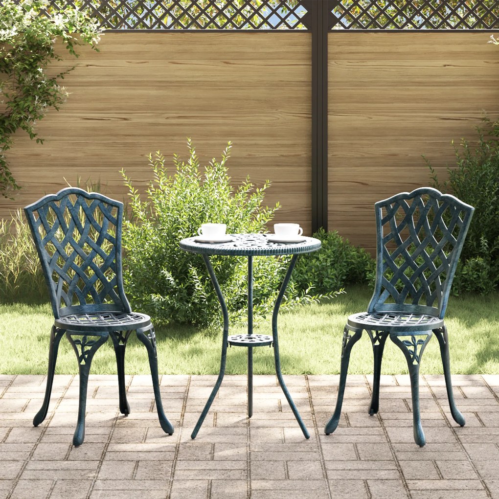 Conjunto de Bistro de Jardim 3 Peças vidaXL Verde em Alumínio Fundido