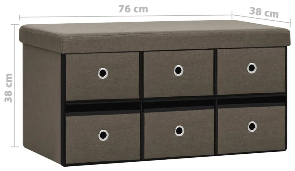 Banco de arrumação dobrável 76x38x38 cm linho falso castanho
