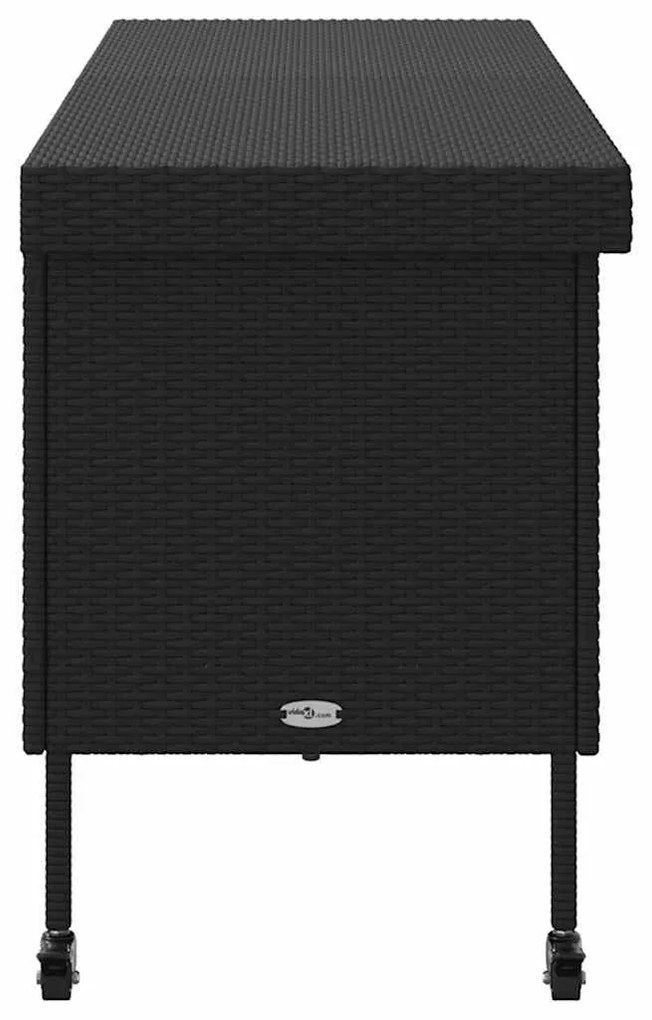 Caixa de arrumação jardim com rodas 160x55x75 cm vime PE preto