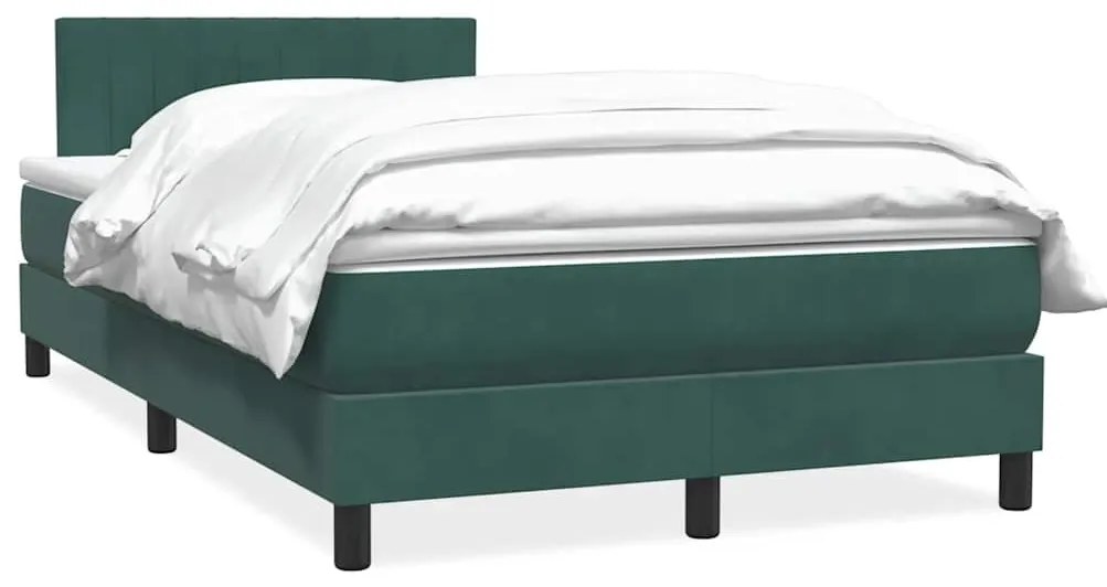 vidaXL Cama com molas/colchão 120x220 cm veludo verde-escuro