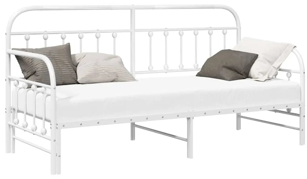 Estrutura de Daybed vidaXL com Cama de Rodízio Branca 75x190 cm Aço