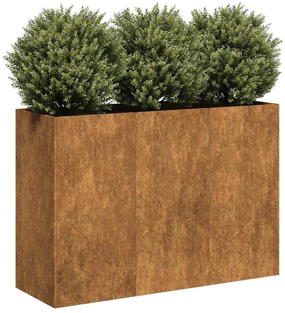 Floreira enferrujada 120x40x80 cm aço resistente