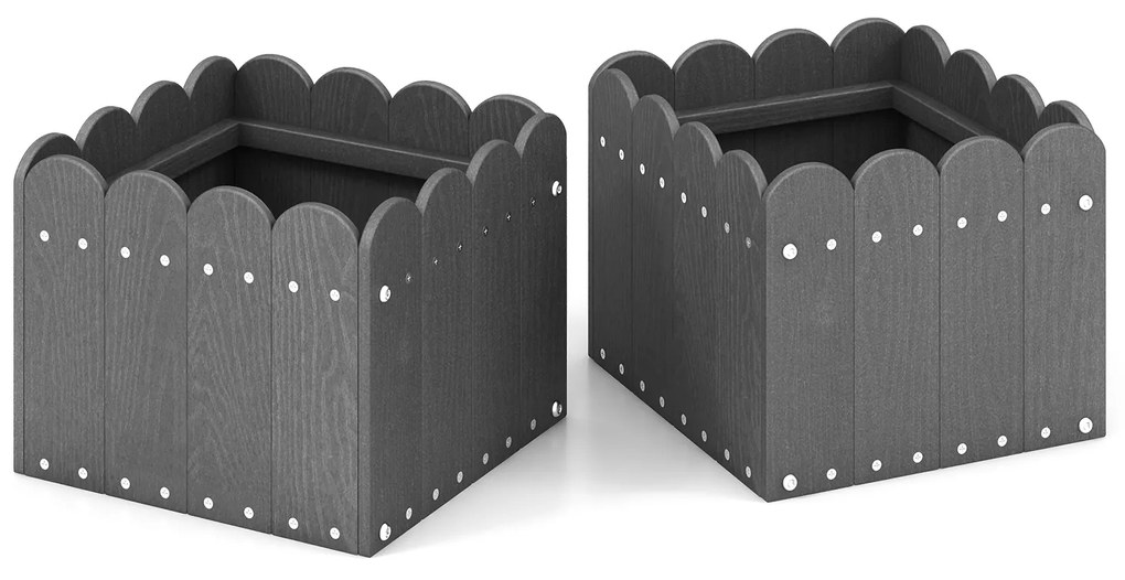 Pacote com 2 caixas quadradas para plantio com vãos de drenagem para varanda frontal e jardim - Laranja