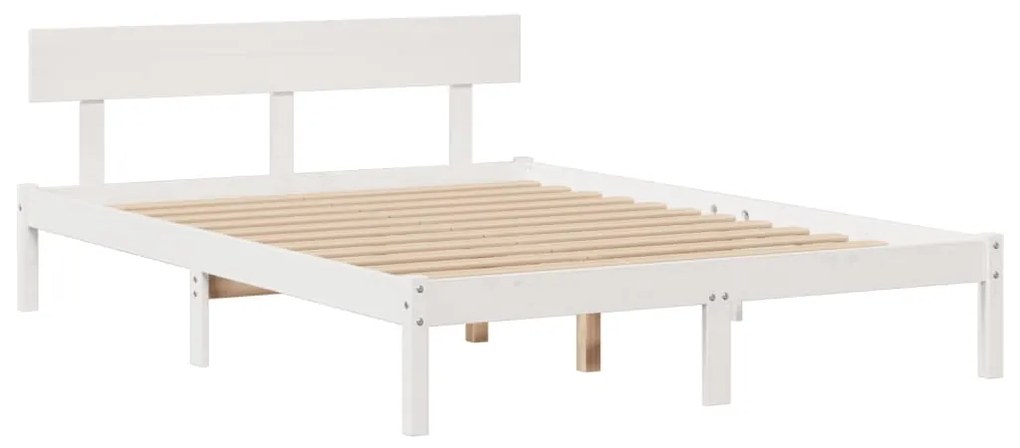 Cama com estante sem colchão 140x190 cm pinho maciço branco