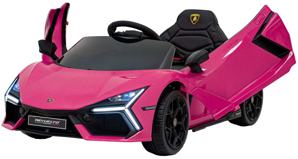 Carro elétrico para Crianças Lamborghini Revuelto 12V 4x4 Rodas Espuma EVA, Assento couro ecológico Rosa
