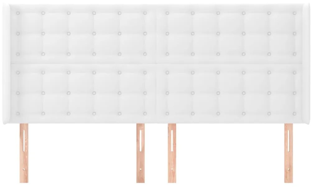 Cabeceira cama c/ abas couro artificial 203x16x118/128cm branco