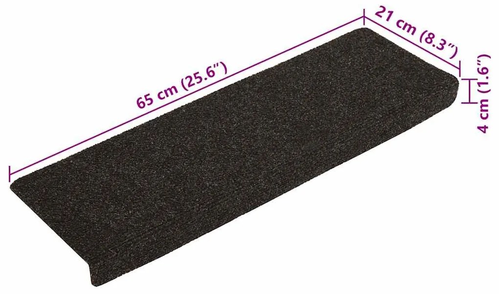 Tapetes de escada autoadesivos 30 pcs 65x21x4cm castanho-escuro