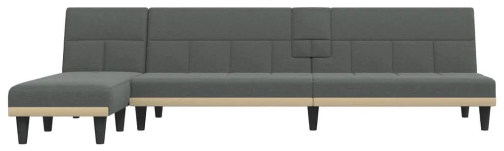 Sofá-cama em forma de L 255x140x70 cm tecido cinzento-escuro
