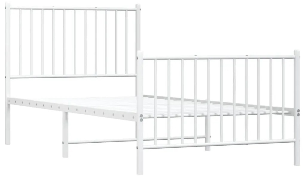 Estrutura de cama com cabeceira e pés 90x190 cm metal branco