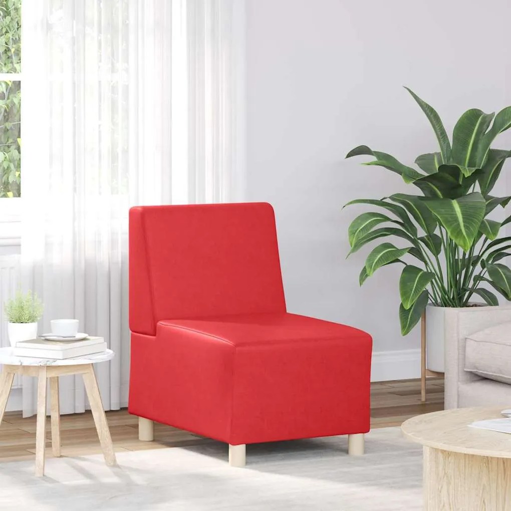 Poltrona sem braços 55 cm couro artificial vermelho