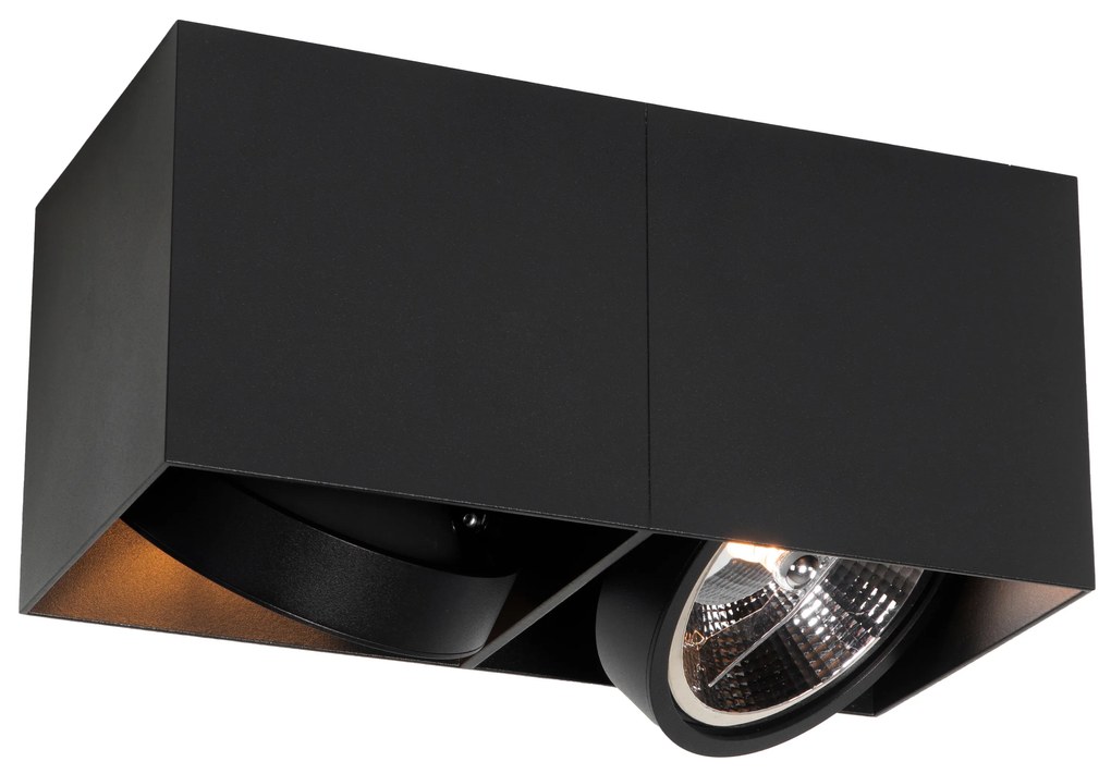 Projetores de design preto retangular AR111 2 luzes - Box Design