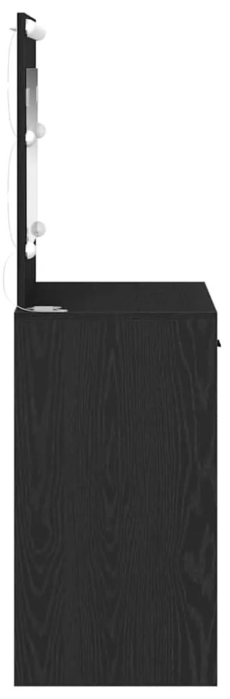 Mesa de Maquilhagem com Luzes de LED Carvalho Preto 78,5x41x135 cm