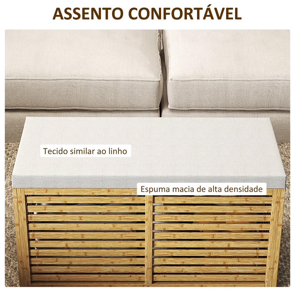 Baú de Arrumação para Dormitório 122L Banco de Arrumação Estofado em L